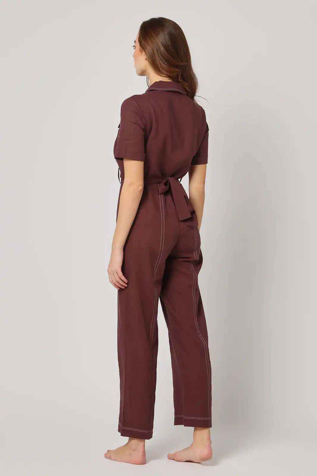 Women Clothing, Sepia Stories, Clothes For Women, Sustainable Cotton Clothing, Organic Women Clothing, Eco Friendly Clothing, Slow Fashion Brand, Slow Fashion Clothing, Ashita Fernandes, Sustainable Luxury Clothing Brands, Noor Cotton Jumpsuits For Women, Jumpsuit Women, Ladies Linen Jumpsuit, Cotton Linen Jumpsuit, Brown Jumpsuit For Women, Jumpsuit Dress