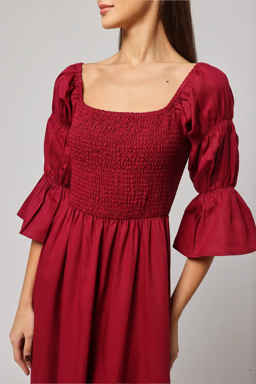 Women Clothing, Sepia Stories, Clothes For Women, Sustainable Cotton Clothing, Organic Women Clothing, Eco Friendly Clothing, Slow Fashion Brand, Slow Fashion Clothing, Ashita Fernandes, Sustainable Luxury Clothing Brands, Tanha U Neck Dress, Sustainable Dress For Women, U Neck Dress Pattern, Linen Dresses For Women, Linen Blend Dresses For Women, U Neck Long Dress