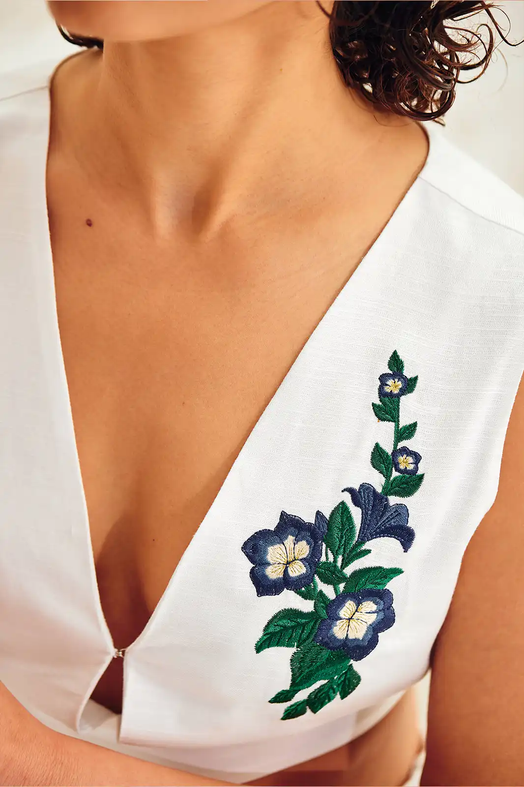 Zeya Handmade White Linen Top, White Linen Top For Women, Embroidered Linen Top, Printed Linen Top, Organic Top, Sustainable Top, Handmade Top For Women