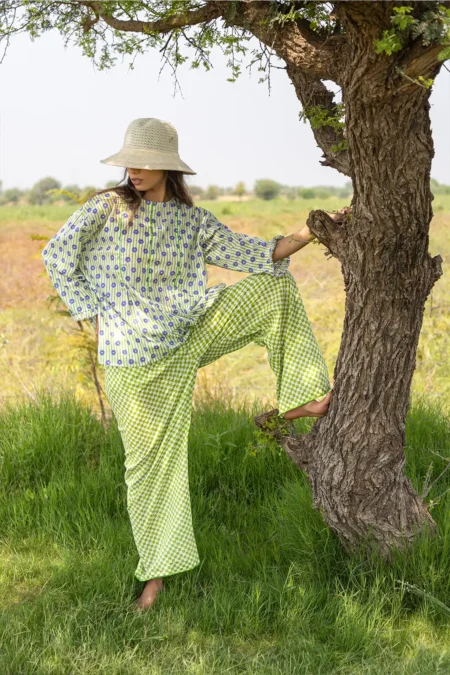 ember pleat top, box pleat top, chain stitch embroidery, bead work top, women’s top, handcrafted top, artisan fashion, sustainable clothing, eco wear, Sepia Stories