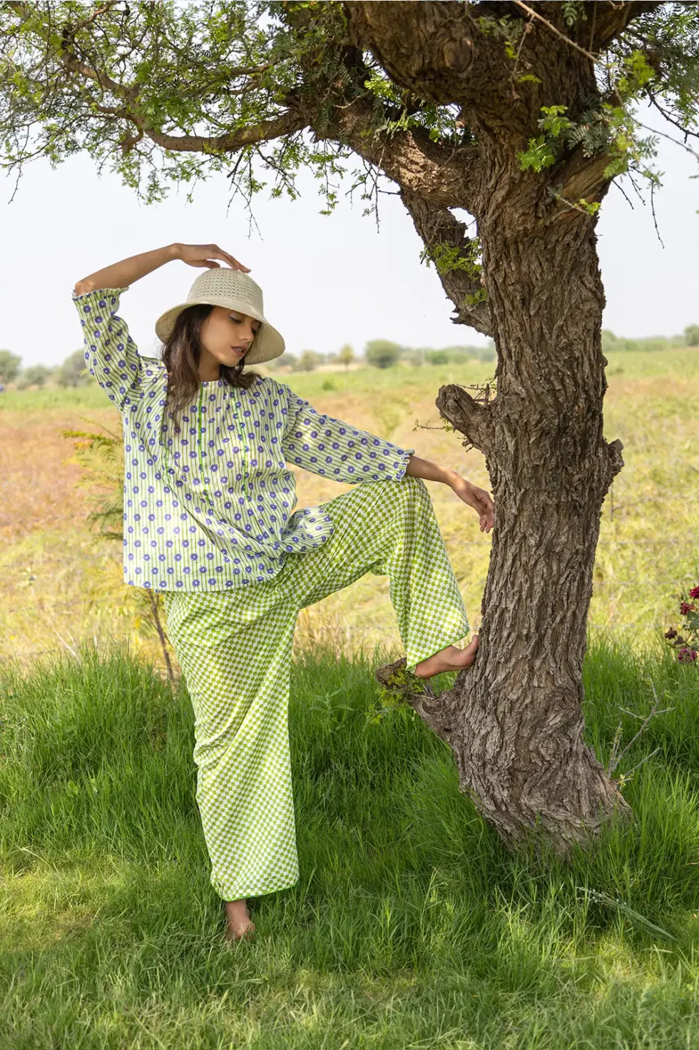 ember pleat top, box pleat top, chain stitch embroidery, bead work top, women’s top, handcrafted top, artisan fashion, sustainable clothing, eco wear, Sepia Stories