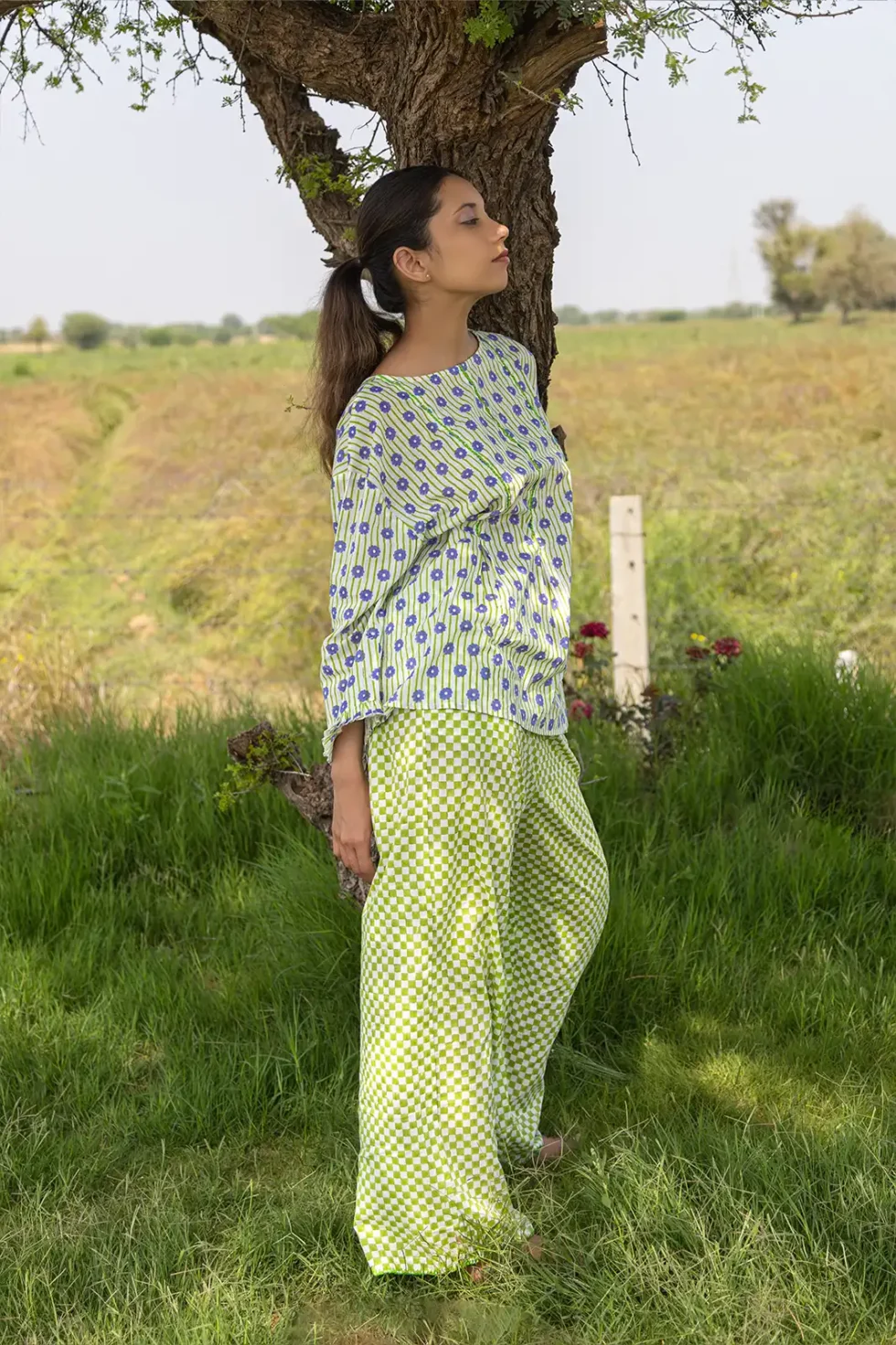 ember pleat top, box pleat top, chain stitch embroidery, bead work top, women’s top, handcrafted top, artisan fashion, sustainable clothing, eco wear, Sepia Stories