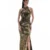 Aurela Lycra Gold Dress, Golden Long Dress, Long Side Slit Dress, Crepe Dress For Women, High Neck Sleeveless Dress, Party Wear Long Dress, Gown For Women, Sepia Stories