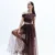Caldra Brown Mesh Top And Net Skirt, Brown Top And Skirt, Off Shoulder Top With Skirt, Party Wear Top And Skirt, Women’s Matching Long Skirt And Top Set, Sepia Stories