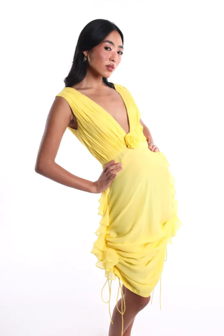 sustainable chiffon dress, yellow chiffon outfit, eco friendly fashion, Canary dress, women’s sustainable wear, chiffon gown, elegant yellow dress, eco fashion, flowy chiffon dress, summer style