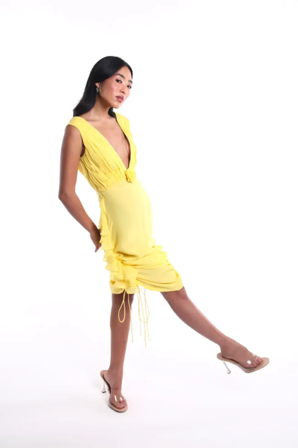 sustainable chiffon dress, yellow chiffon outfit, eco friendly fashion, Canary dress, women’s sustainable wear, chiffon gown, elegant yellow dress, eco fashion, flowy chiffon dress, summer style