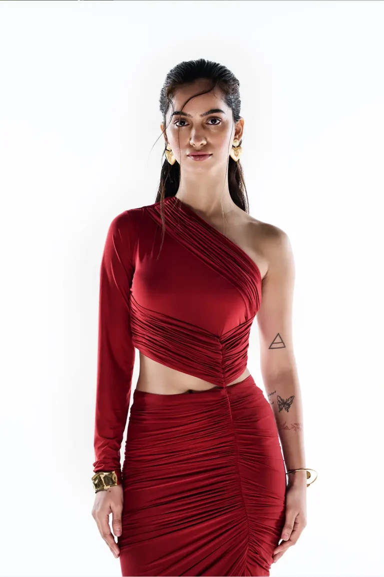 Elara Lycra Red One Shoulder Dress, Long Party Wear Dress For Women, Lycra Dress, One Shoulder Long Dress, Long Red Bodycon Dress, Red Gown For Party Wear, Sepia Stories