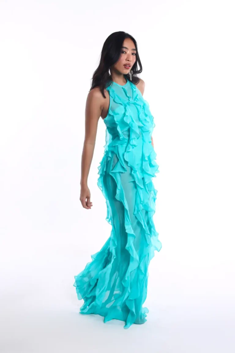 Fiora Chiffon Dress 3 Piece Set, 3 Piece Co Ord Set, Aqua Blue Dress, Sleeveless Long Gown For Women, Sleeveless Ladies Dress, Maxi Hot Night Dress For Honeymoon, Sepia Stories, Women Dress For Party, Beautiful Party Dresses For Ladies, Evening Party Dress, Backless Long Dress, Loose Dress For Women