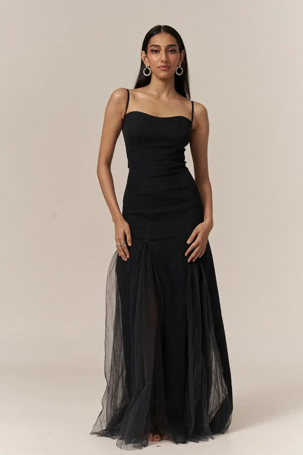 Garima GKD 014 Black Net Fusion Dress, Black Sleeveless Dress, Black Net Gown, Black Long Dress, Sleeveless Long Dress For Women, Party Wear Black Gown, Black Net Dress For Women, Party Wear Dress For Women, Sepia Stories