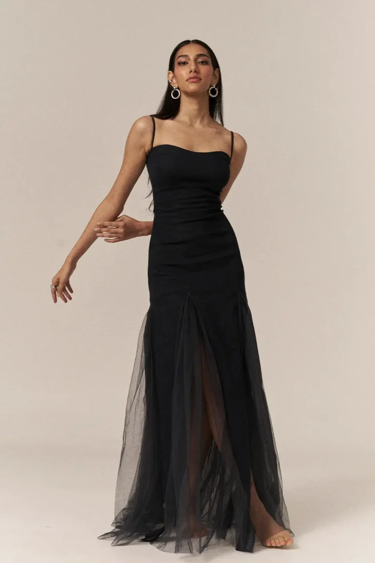 Garima GKD 014 Black Net Fusion Dress, Black Sleeveless Dress, Black Net Gown, Black Long Dress, Sleeveless Long Dress For Women, Party Wear Black Gown, Black Net Dress For Women, Party Wear Dress For Women, Sepia Stories