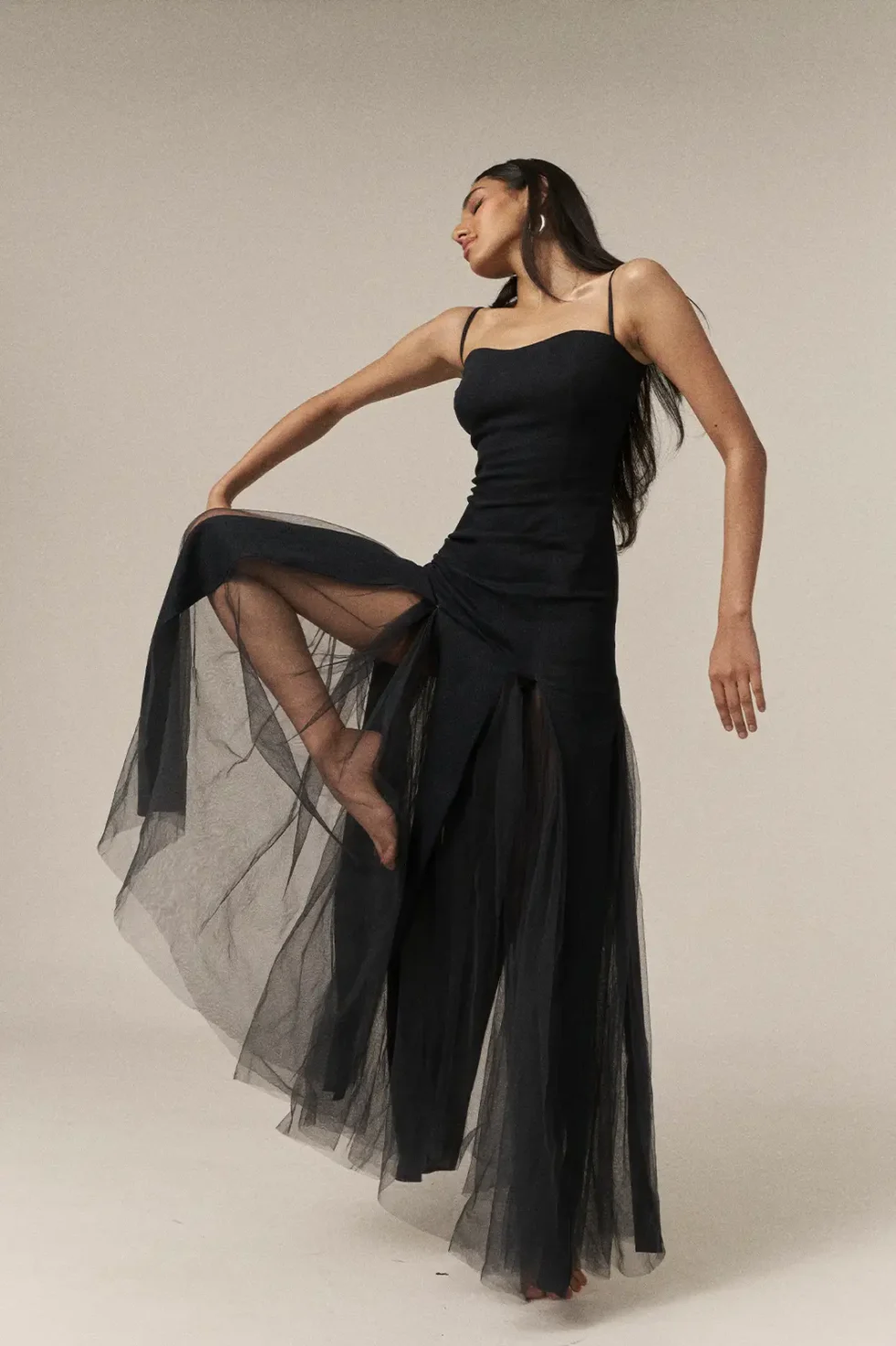 Garima GKD 014 Black Net Fusion Dress, Black Sleeveless Dress, Black Net Gown, Black Long Dress, Sleeveless Long Dress For Women, Party Wear Black Gown, Black Net Dress For Women, Party Wear Dress For Women, Sepia Stories