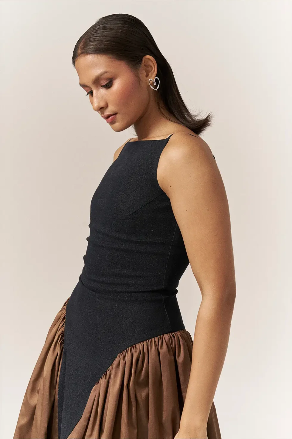 Garima GKD 015 Black Taffeta Dress, Black Sleeveless Dress, Black Long Dress, Taffeta Dress, Sleeveless Long Dress For Women, Party Wear Black Dress For Women, Party Wear Black Gown, Black Strappy Dress, Sepia Stories