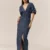 Garima GKD 016 Blue Denim Dress, Denim Dress For Women, V Neck Dress, Half Sleeve Dress, Front Slit Dress For Women, Polka Dot Dress For Woman, Long Slit Dress For Women, Front Slit Gown For Women, Sepia Stories