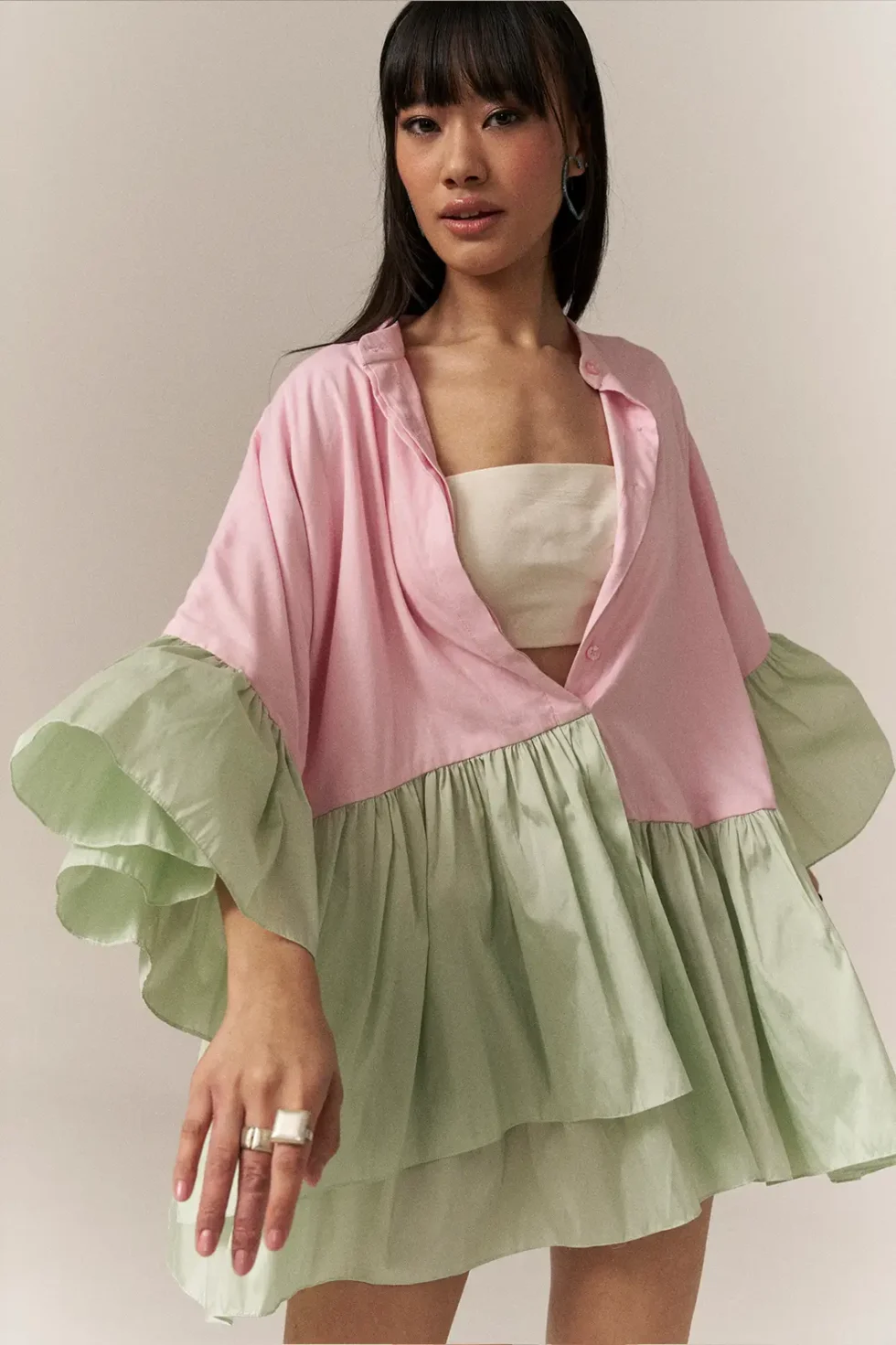 Garima GKD 021 Pink Chiffon Flare Dress, Short Flare Dress For Women, Casual Dress, Western Dress, Women Skirt Dress, Front Button Dress, Stylish Dress, Front Button Dress, Full Sleeve Dress, Chiffon Dress, Sepia Stories