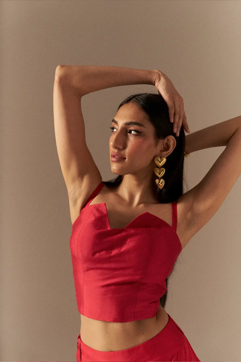 Garima GKD 022 Red Taffeta Top Matching Skirt, Dress For Wedding, Sleeveless Long Dress, Red Skirt And Top For Women, Matching Skirt And Top, Long Skirt And Top, Traditional Dress For Women, Two Piece Dress For Women, Wedding Dress, Sepia Stories