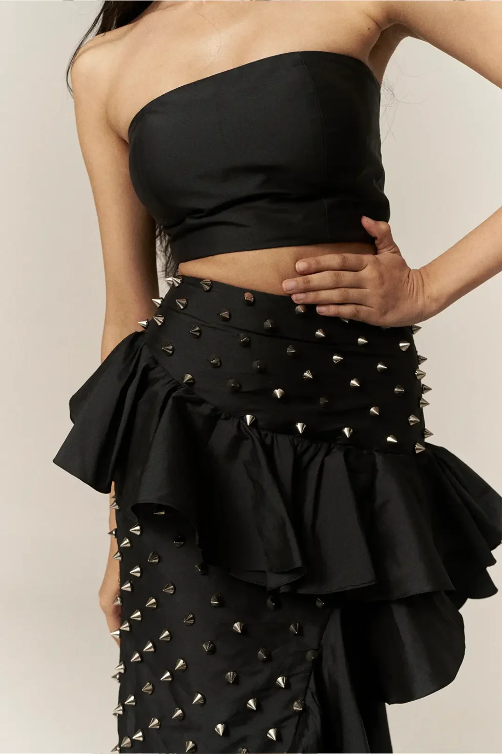 Garima GKD 03 Georgette Top And Skirt, Strapless Black Top, Western Skirt And Top Set, 2 Piece Dress For Women, Western Party Wear Dress For Women, Off Shoulder Tops And Skirt, Black 2 Piece Dress, Sepia Stories