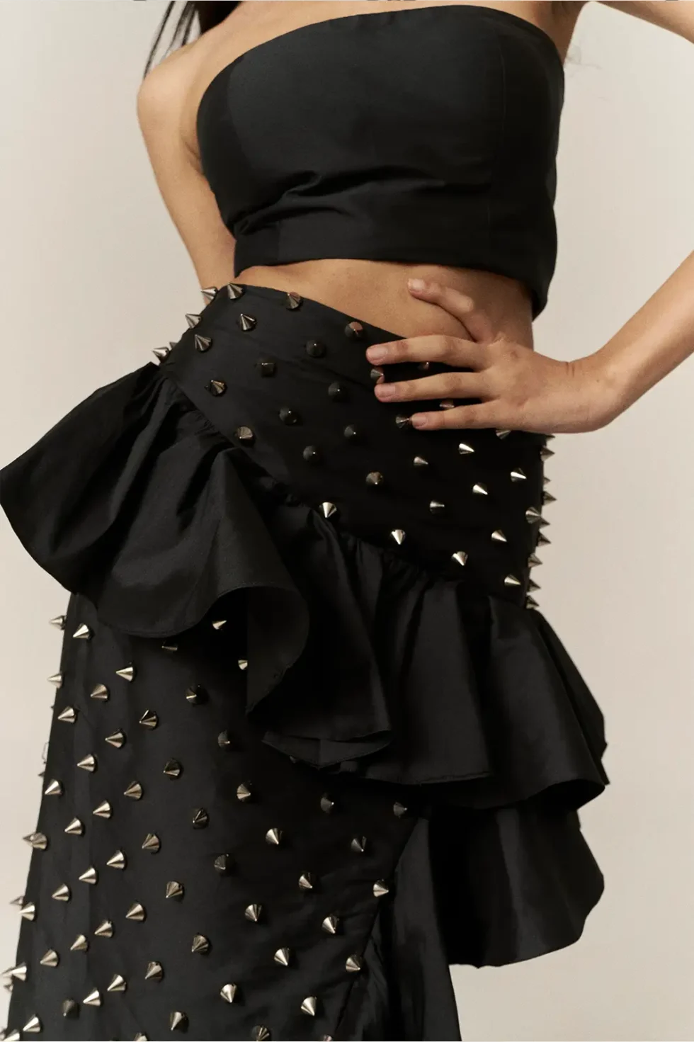 Garima GKD 03 Georgette Top And Skirt, Strapless Black Top, Western Skirt And Top Set, 2 Piece Dress For Women, Western Party Wear Dress For Women, Off Shoulder Tops And Skirt, Black 2 Piece Dress, Sepia Stories