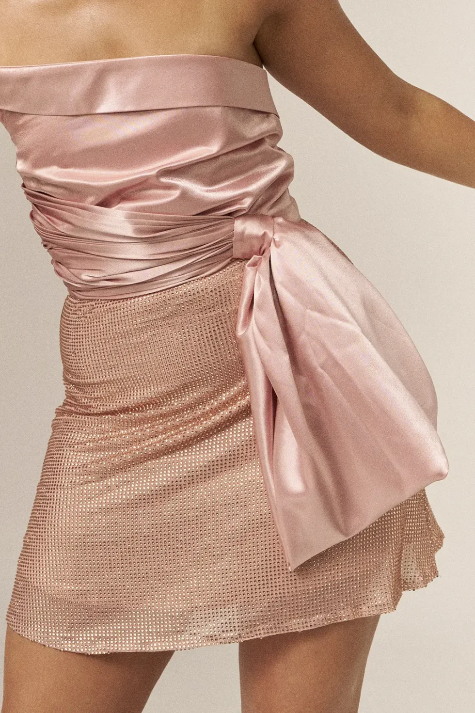 Garima GKD 06 Pink Satin Dress, Pink Off The Shoulder Dress, Pink Satin Dress, Strapless Dress For Women, Party Wear Dress For Women, Pink One Piece Dress For Party Wear, Pink Short Dress, Sepia Stories