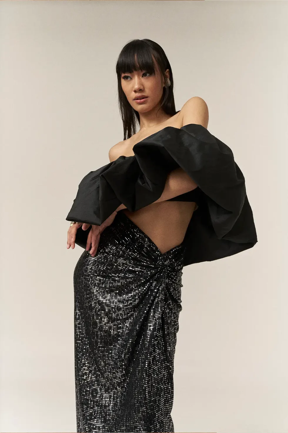 Garima GKD 07 Lycra Sequin Skirt Off Shoulder Top, Sequin Long Skirt, Black Off Shoulder Top, Off Shoulder Tops For Women, Silk Top, Matching Top And Skirt Sets For Women, Black Top And Skirt, Sepia Stories