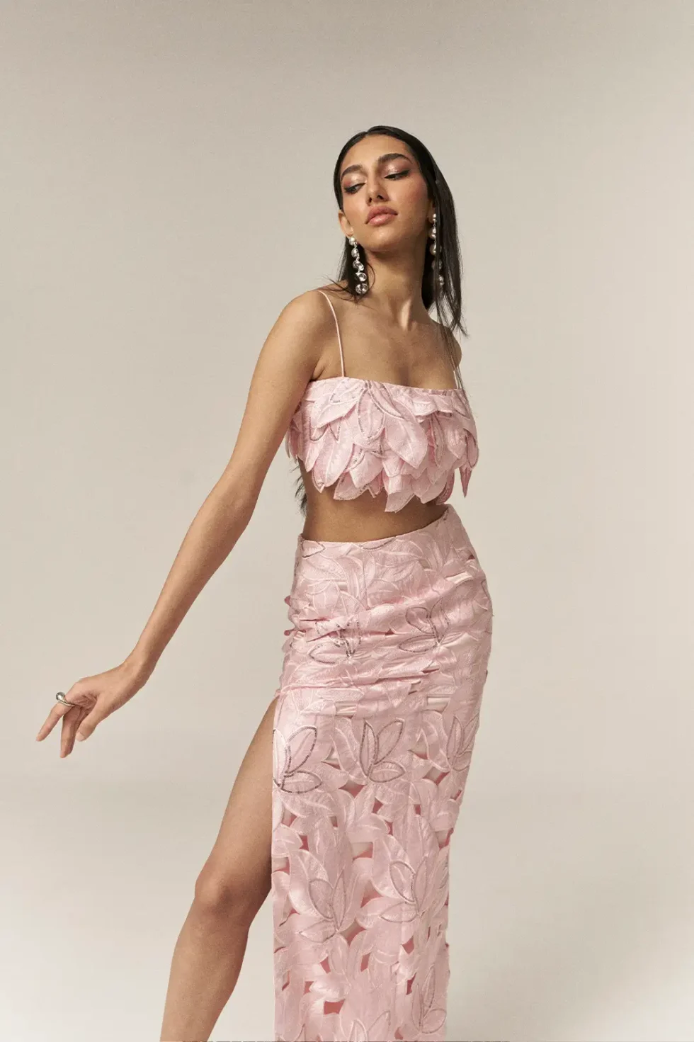 Garima GKD 09 Pink Cotton Skirt And Top Set, Cotton Skirt And Top Set, Pink Printed Dress, Matching Top And Skirt Sets For Women, Side Slit Skirt, Sleeveless Top And Skirt, Women Long Skirt And Top, Skirt And Top Set Western Party Wear, Floral Skirt And Top, Sepia Stories