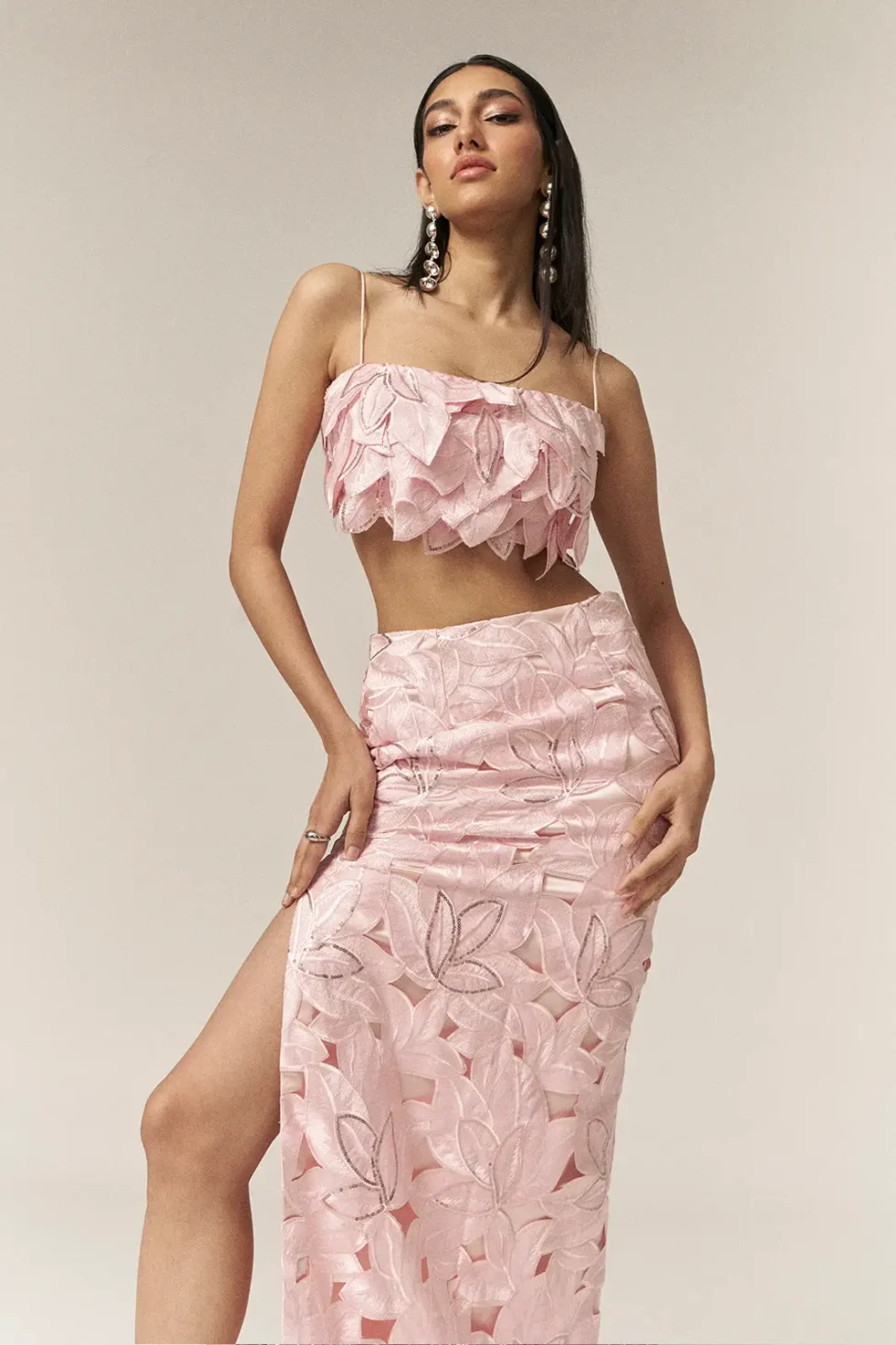 Garima GKD 09 Pink Cotton Skirt And Top Set, Cotton Skirt And Top Set, Pink Printed Dress, Matching Top And Skirt Sets For Women, Side Slit Skirt, Sleeveless Top And Skirt, Women Long Skirt And Top, Skirt And Top Set Western Party Wear, Floral Skirt And Top, Sepia Stories