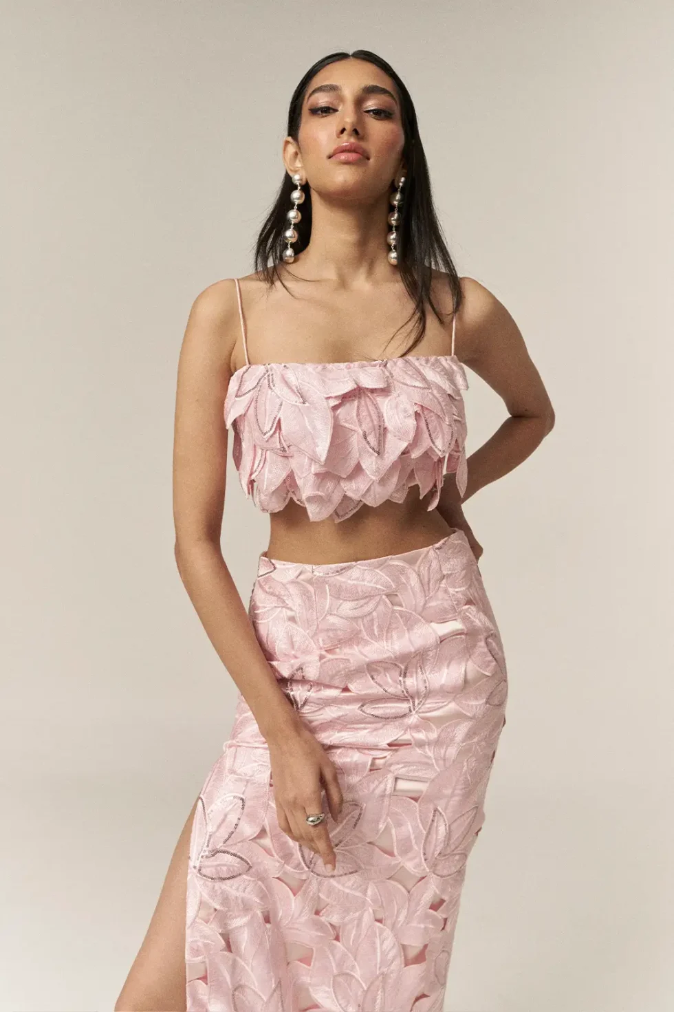 Garima GKD 09 Pink Cotton Skirt And Top Set, Cotton Skirt And Top Set, Pink Printed Dress, Matching Top And Skirt Sets For Women, Side Slit Skirt, Sleeveless Top And Skirt, Women Long Skirt And Top, Skirt And Top Set Western Party Wear, Floral Skirt And Top, Sepia Stories