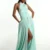 Isleen Teal Pure Crepe Dress, Green Long Dress, One Piece Long Dress, Front Slit Maxi Dress, Deep Back Dress, Sleeveless Long Gown For Women, Collar Neck Dress, Sepia Stories, Women Dress For Party, Beautiful Party Dresses For Ladies, Front Open Dress For Women, Evening Party Dress