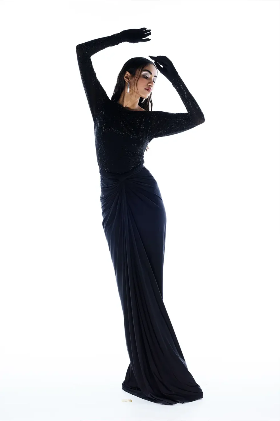 Selene Black Lycra Long Sleeve Bodysuit, Black Long Dress For Women, Full Sleeve Long Dress, Bodycon Black Dress For Women, Black Backless Dress, Party Wear Long Gown For Women, Sepia Stories