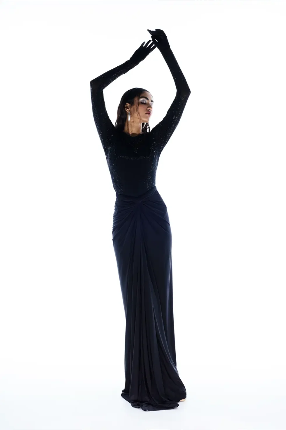 Selene Black Lycra Long Sleeve Bodysuit, Black Long Dress For Women, Full Sleeve Long Dress, Bodycon Black Dress For Women, Black Backless Dress, Party Wear Long Gown For Women, Sepia Stories