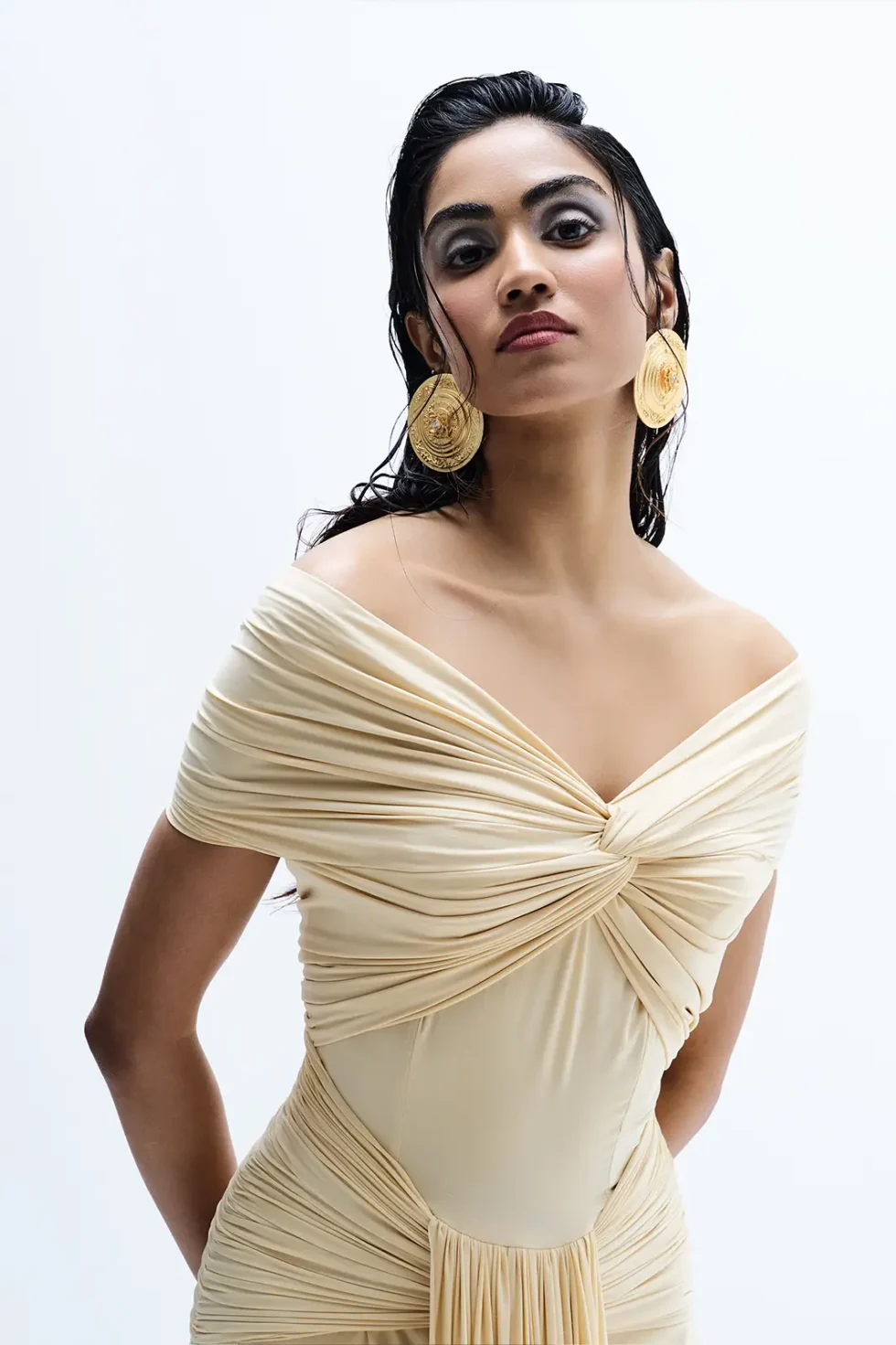 Seseraphina Butter Yellow Colour Dress, Off Shoulder Long Dress, Party Wear Maxi Dress, Party Wear Long Gown For Women, Sleeveless One Piece Dress, Sepia Stories