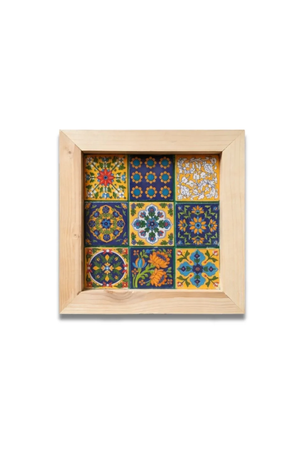 Joa Azulejo Tile Wall Art In Natural Pinewood, Frames For Home Decor, Hand Painted Frames, Handcrafted Wall Art, Artistic Frame, Wooden Frame, Pine Wood Frame, Sepia Stories