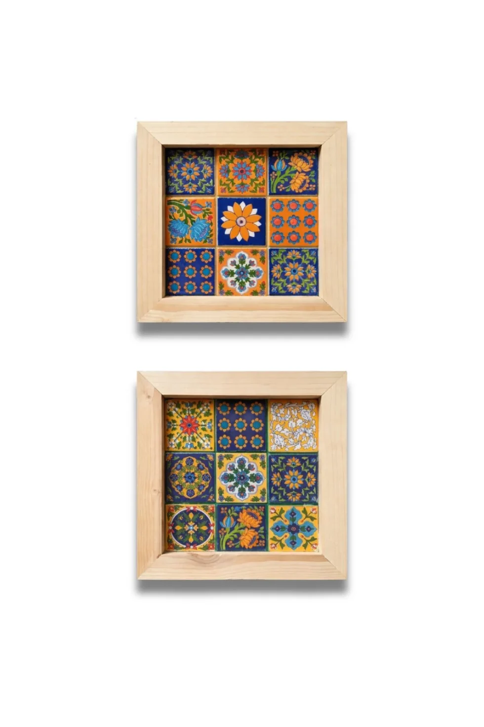 Joa Azulejo Tile Wall Art In Natural Pinewood, Frames For Home Decor, Hand Painted Frames, Handcrafted Wall Art, Artistic Frame, Wooden Frame, Pine Wood Frame, Sepia Stories