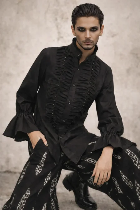 Ilya Black Cotton Shirt, Black Shirt For Men, Cotton Black Colour Shirt for Men, Cotton Shirt, Cotton Shirt Black, Party Wear Black Shirt, Full Sleeve Black Shirt, Cotton Shirts for Men, Stylish Black Shirt for Men, Sepia Stories