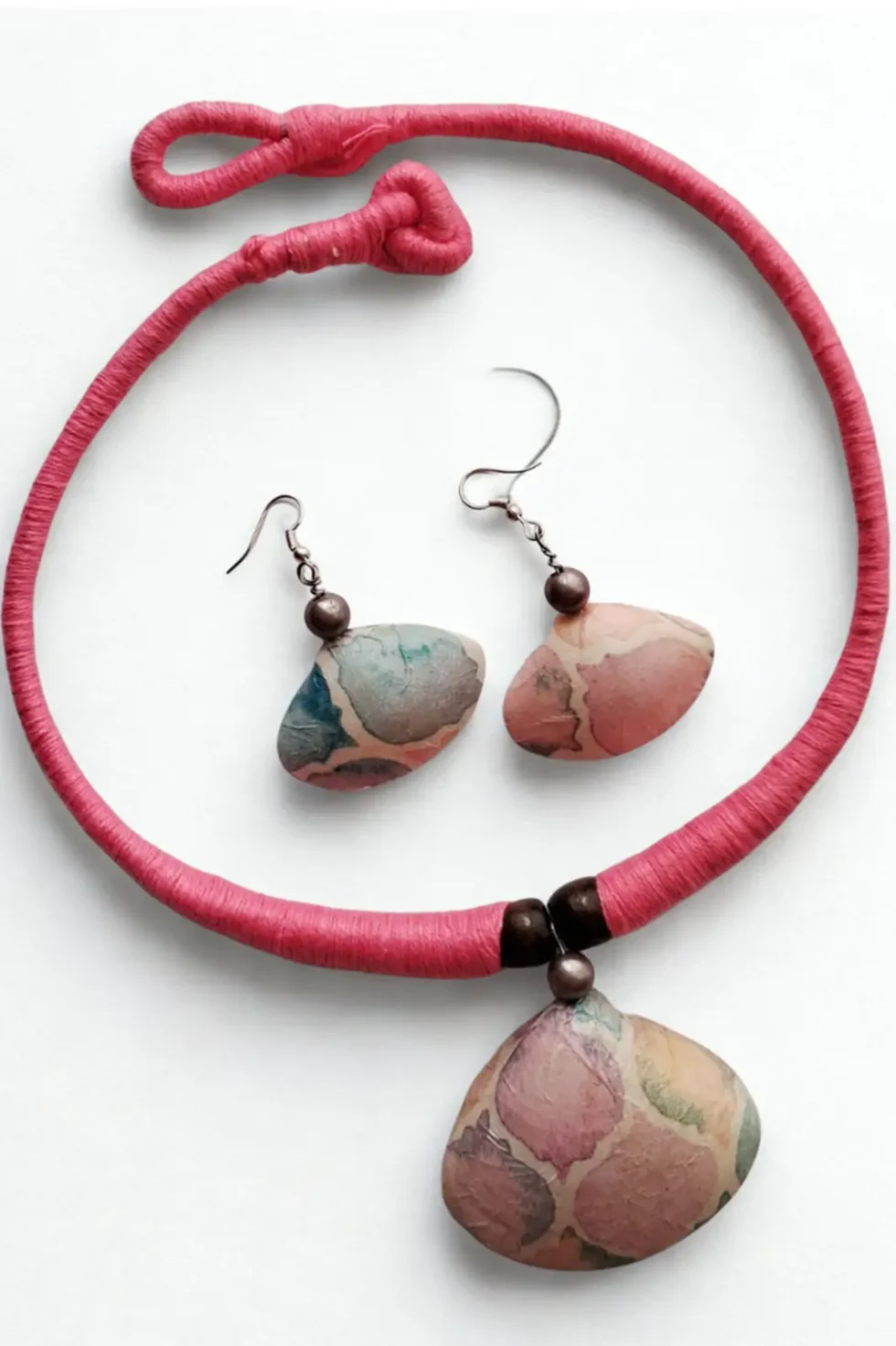 Joa Hasli Necklace Set Pink Handmade Ethnic Jewellery, Round Necklace For Women, Shell Jewellery, Handcrafted Jewellery, Goa Jewellery, Pink Necklace, Sepia Stories, Jack Of All, Fashion Jewellery, Sustainable Jewellery, Hasli Necklace, Handmade Necklace,