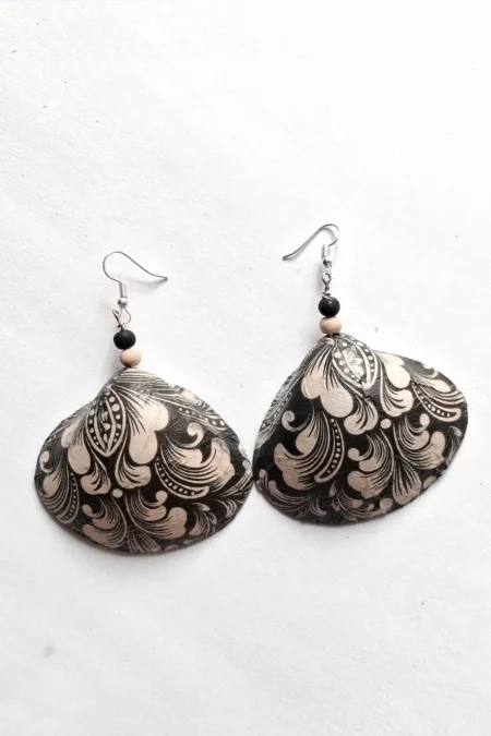 JOA B And W Two Beads Handmade Sea Shell Earrings, Designer Earrings, Sustainable Jewellery, Handmade Earrings, Artistic Earrings, Themed Earrings, Sepia Stories, Jack Of All, Themed Earrings, Handcrafted Earrings For Women, Casual Earrings