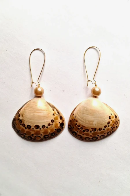Sepia Stories, Jack Of All, Themed Earrings, Casual Earrings, Sustainable Jewelry, JOA Long Hoop Dotted Creative Handprinted Shell Earrings, Hand Painted Earrings Jewelry, Artistic Earrings, Themed Earrings, Goa Earrings, Creative Earrings