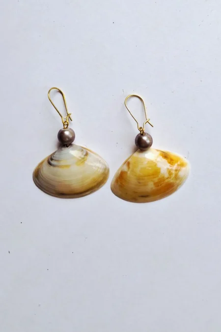 JOA Natural 2 Small Yellow Hand Painted Sea Shell Earrings, Artistic Earrings, Handmade Earrings, Goa Earrings, Sustainable Jewellery, Designer Earrings, Sepia Stories, Jack Of All, Themed Earrings, Handcrafted Earrings For Women,