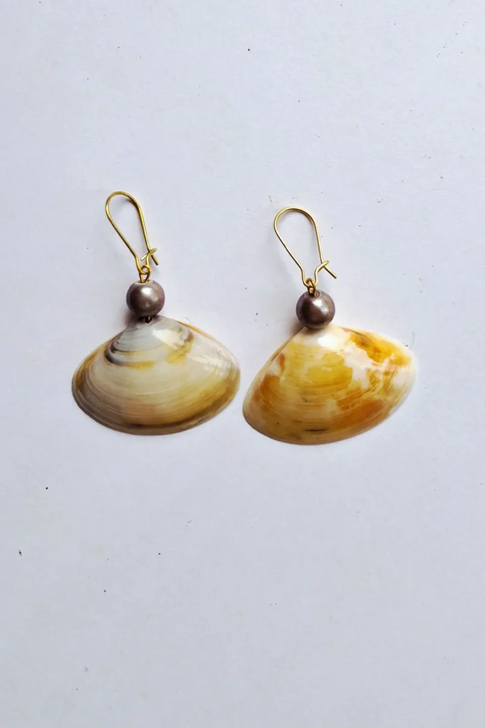 JOA Natural 2 Small Yellow Hand Painted Sea Shell Earrings, Artistic Earrings, Handmade Earrings, Goa Earrings, Sustainable Jewellery, Designer Earrings, Sepia Stories, Jack Of All, Themed Earrings, Handcrafted Earrings For Women,