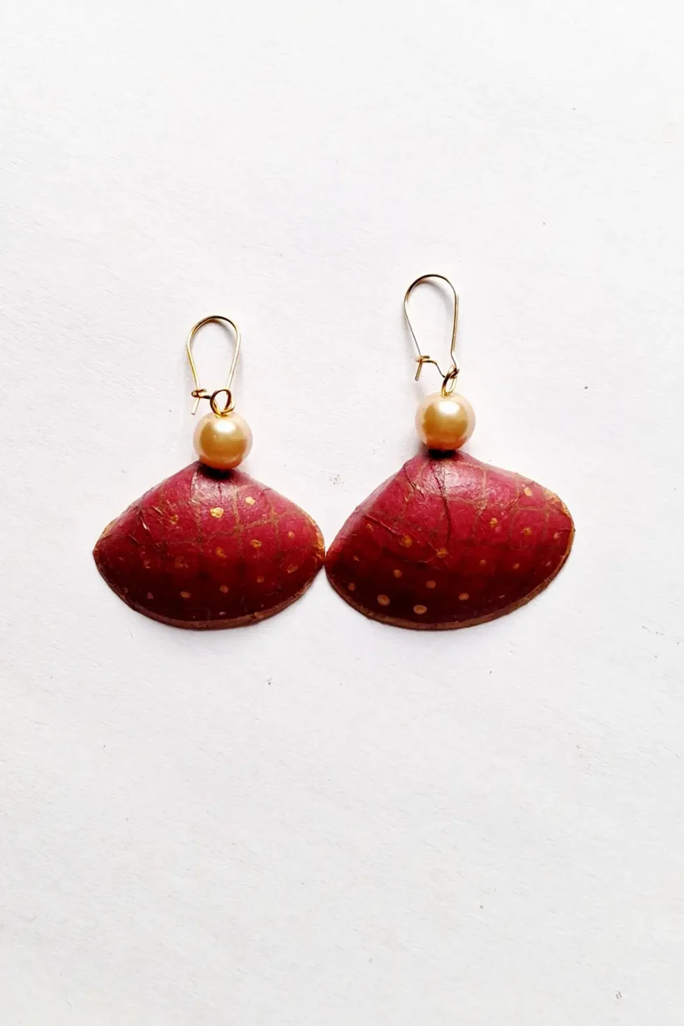 JOA Red Dotted Small Sea Shell Earrings Online, Handmade Earrings, Hand Painted Earrings Jewelry, Designer Earrings, Funky Earrings, Red Earrings, Sepia Stories, Jack Of All,