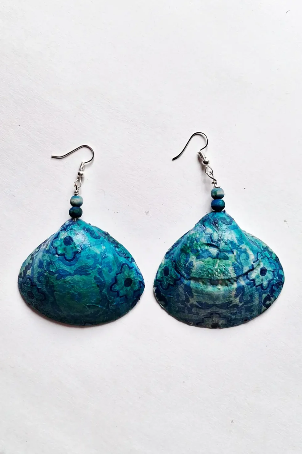 JOA Turquoise Mosaic Handmade Sustainable Jewellery, Hand Painted Earrings Jewelry, Shell Earrings, Sea Shell Earrings, Designer Earrings, Sepia Stories, Jack Of All, Themed Earrings, Casual Earrings, Sustainable Jewelry, Turquoise Earring