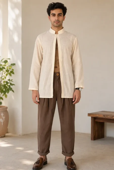 ALYFI LINEN SHIRT PEACH